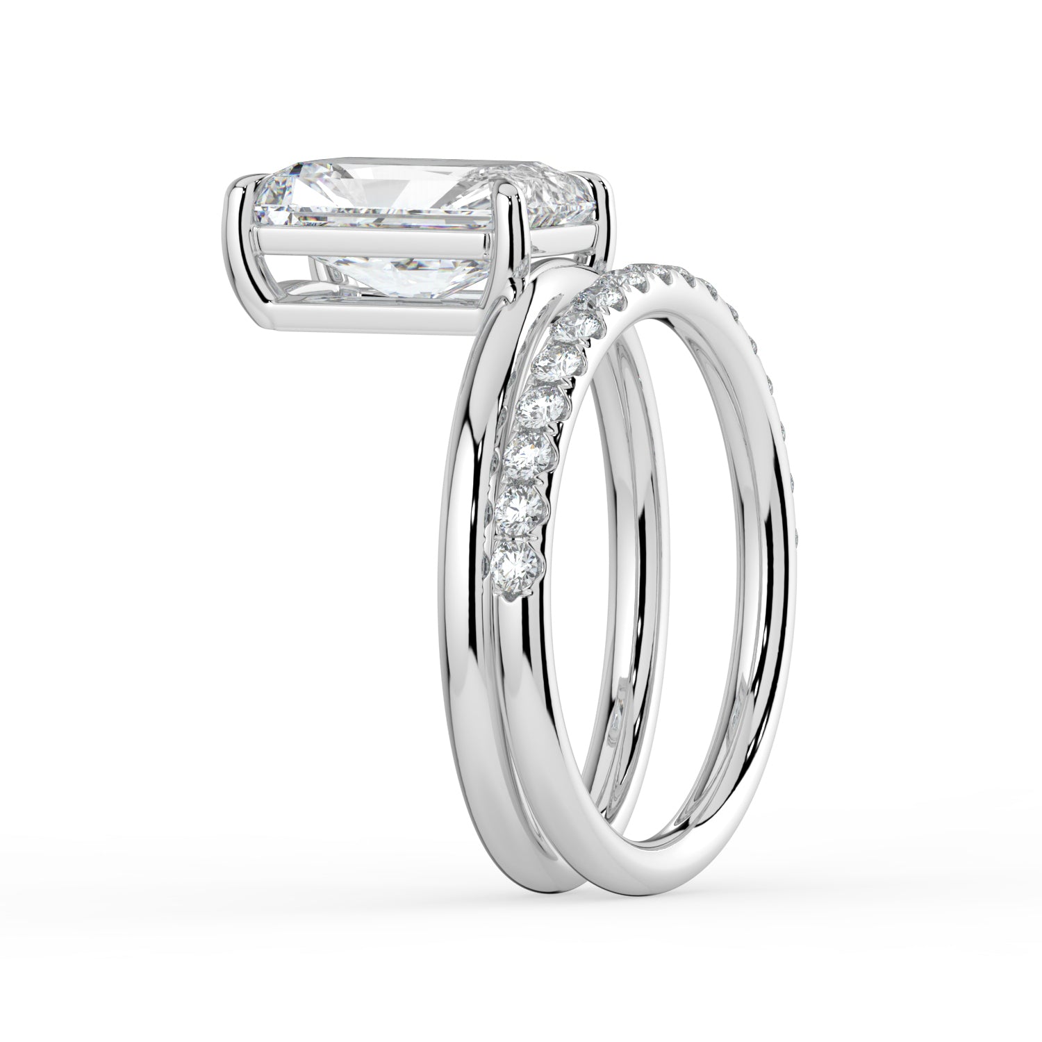 The Stella Ring - Radiant Double Band Solitaire