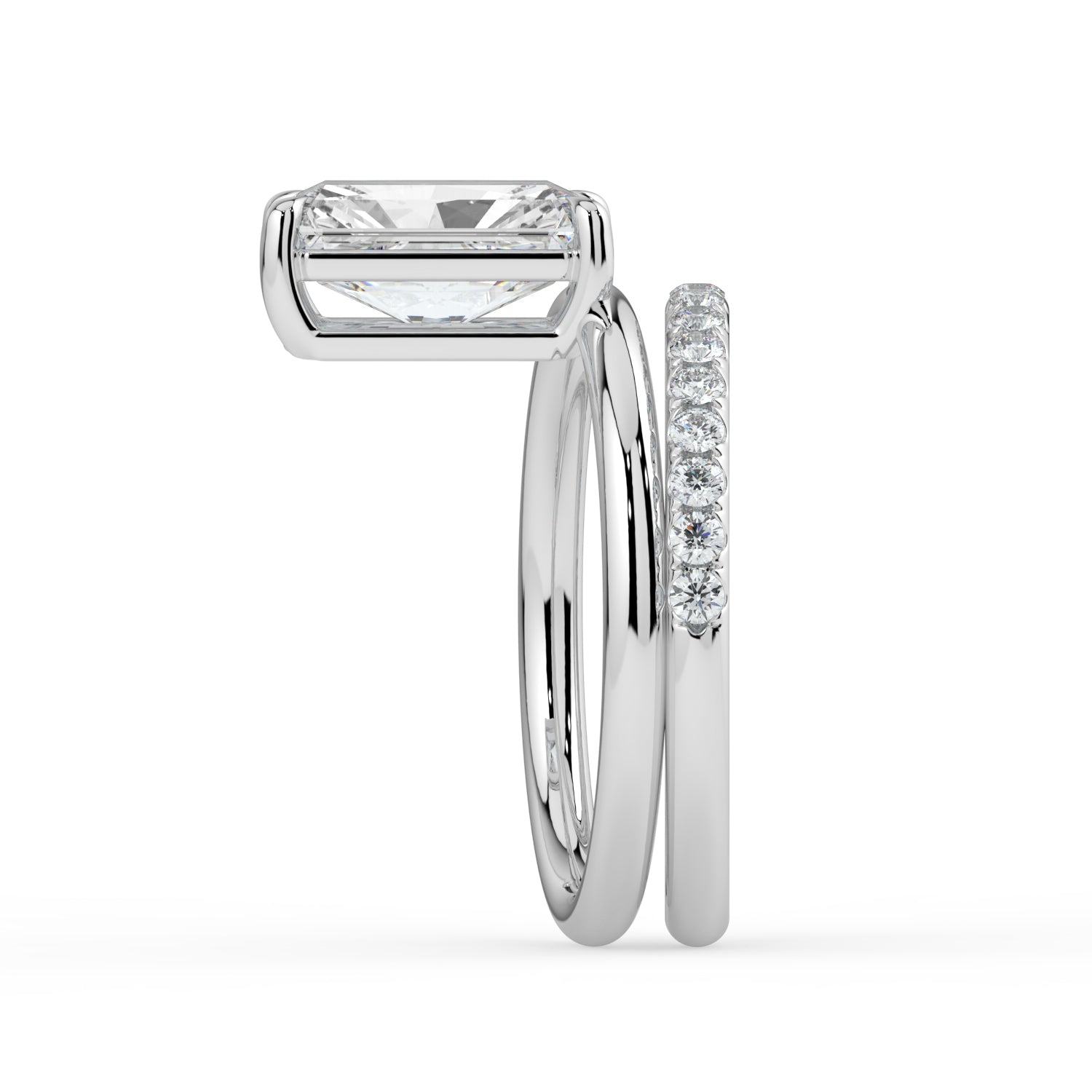 The Stella Ring - Radiant Double Band Solitaire
