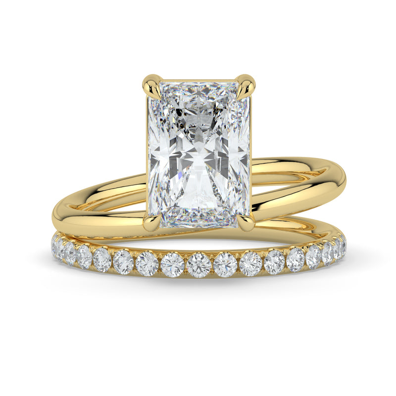 The Stella Ring – Radiant Double Band Solitaire in 14K Yellow Gold – The Jewel Concierge