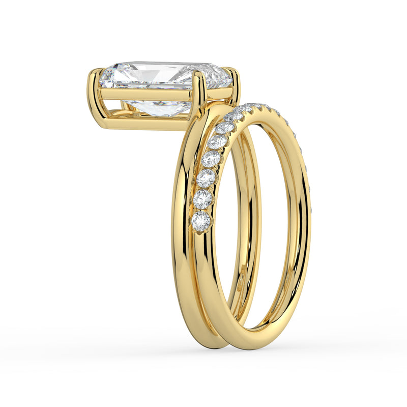 The Stella Ring – Radiant Double Band Solitaire in 14K White Gold – The Jewel Concierge