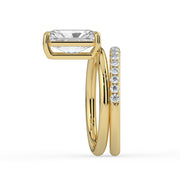The Stella Ring – Radiant Double Band Solitaire in 18K White Gold – The Jewel Concierge
