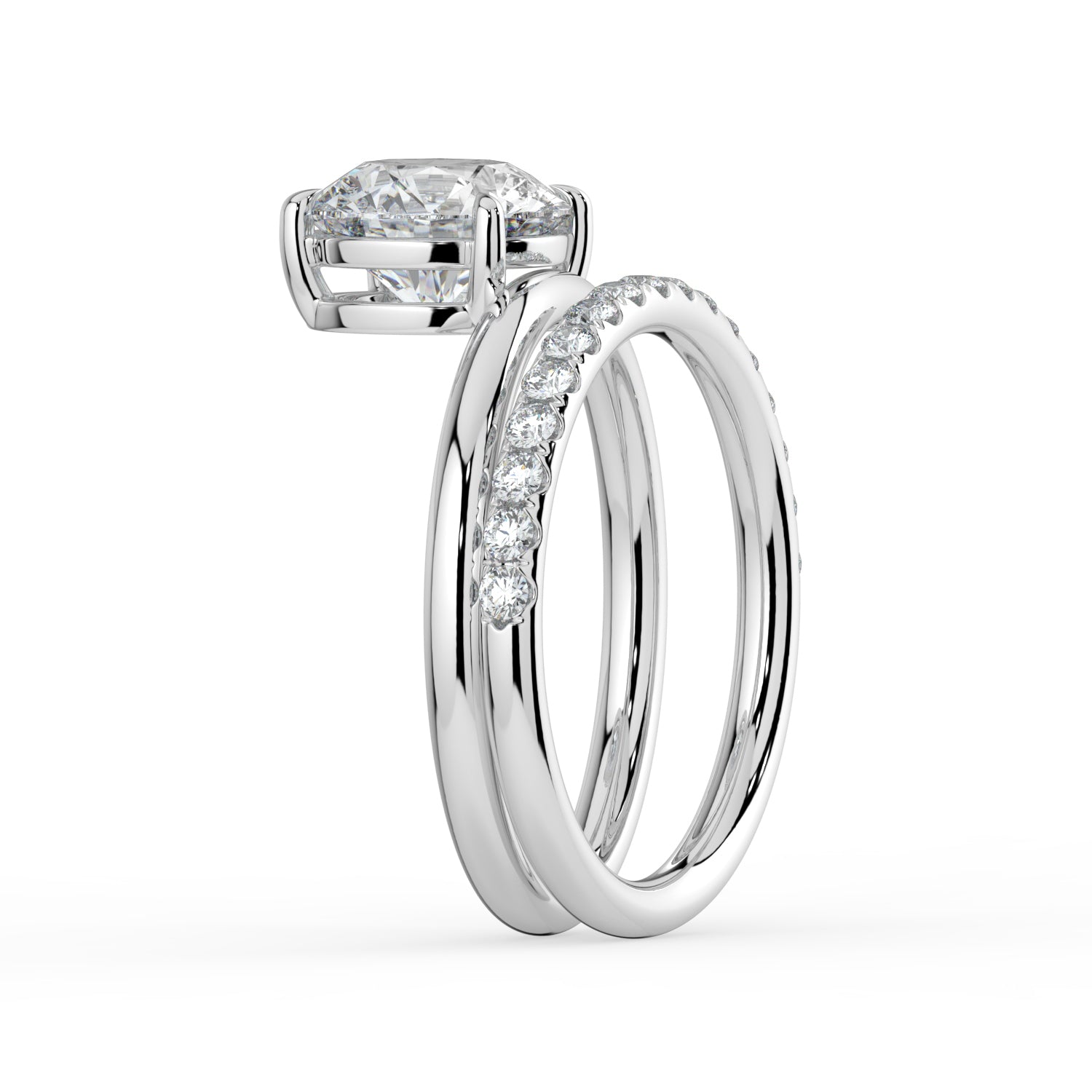 The Stella Ring - Round Double Band Solitaire