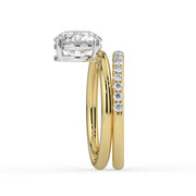 The Stella Ring – Round Double Band Solitaire in 18K White Gold and Rose Gold – The Jewel Concierge