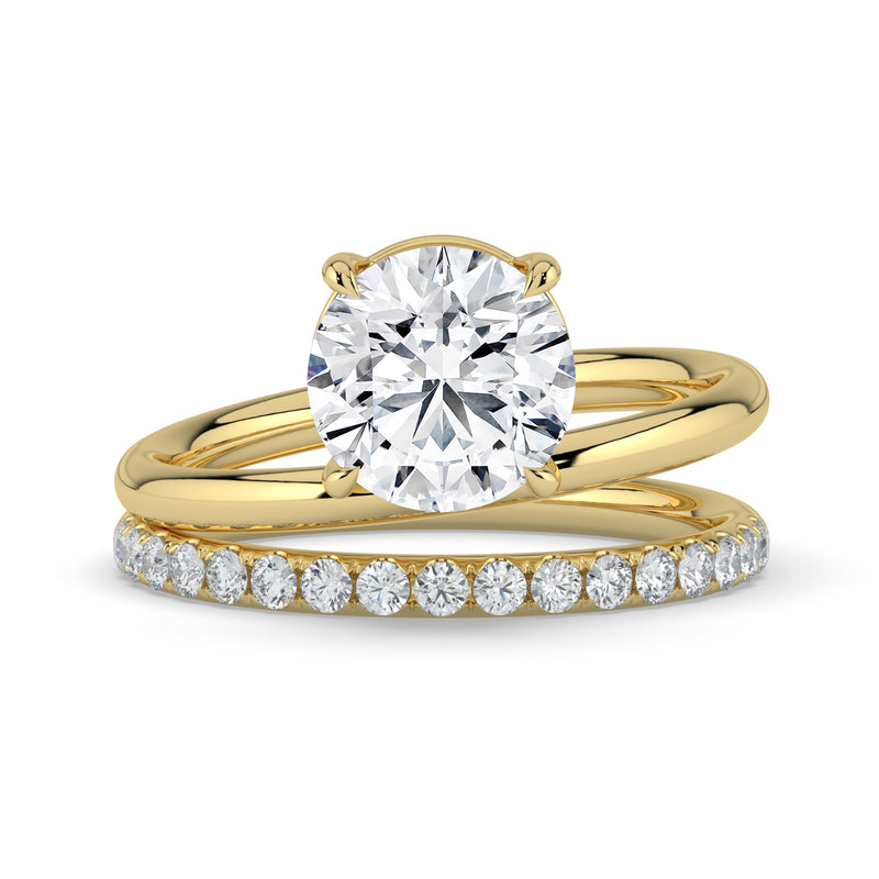 The Stella Ring – Round Double Band Solitaire in 14K Yellow Gold – The Jewel Concierge