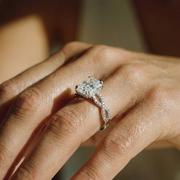 The Elysande Ring — Radiant Solitaire with Braided Pavé Band Lab-Grown Diamond Engagement Ring in White Gold | The Jewel Concierge