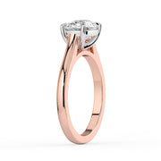 The Aria Ring — East-West Elongated Cushion Solitaire Lab-Grown Diamond Engagement Ring in Two-Tone Rose and White Gold | The Jewel Concierge