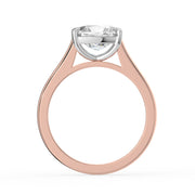 The Aria Ring — East-West Elongated Cushion Solitaire Lab-Grown Diamond Engagement Ring in Two-Tone Rose and White Gold | The Jewel Concierge