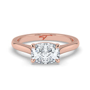 The Aria Ring — East-West Elongated Cushion Solitaire Lab-Grown Diamond Engagement Ring in Rose Gold | The Jewel Concierge