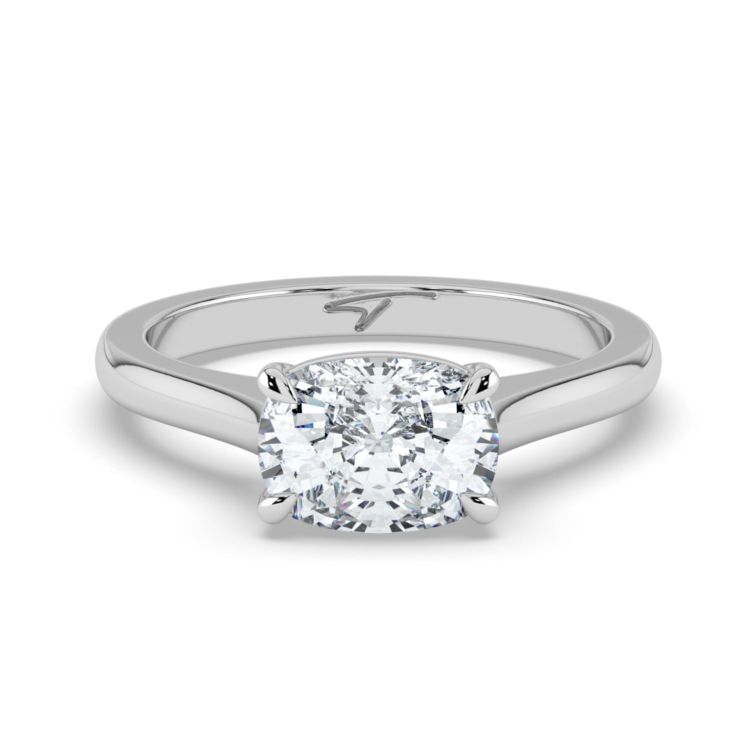 The Aria Ring - East-West Elongated Cushion Solitaire