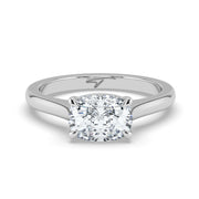 The Aria Ring — East-West Elongated Cushion Solitaire Lab-Grown Diamond Engagement Ring in White Gold | The Jewel Concierge