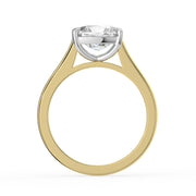 The Aria Ring — East-West Elongated Cushion Solitaire Lab-Grown Diamond Engagement Ring in Two-Tone Yellow and White Gold | The Jewel Concierge