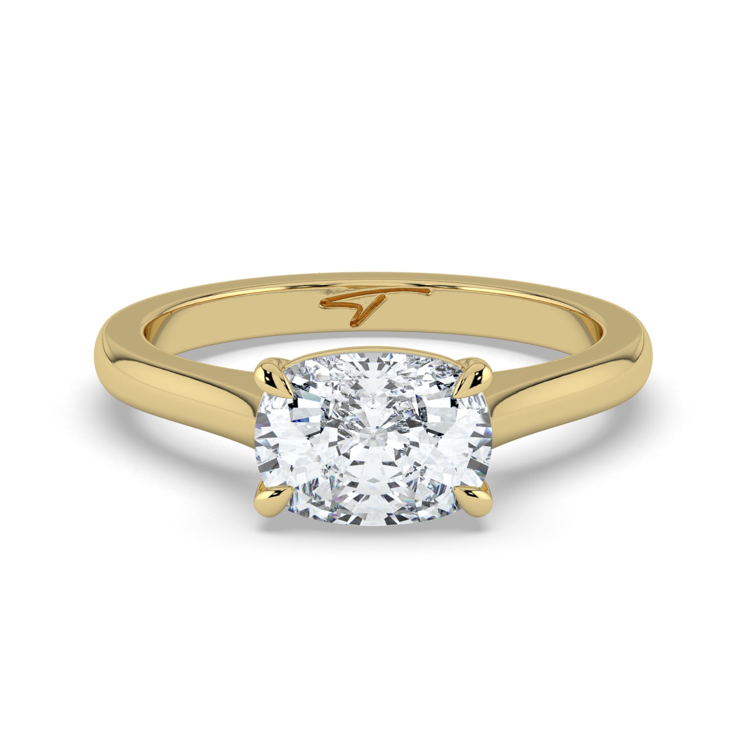 The Aria Ring - East-West Elongated Cushion Solitaire