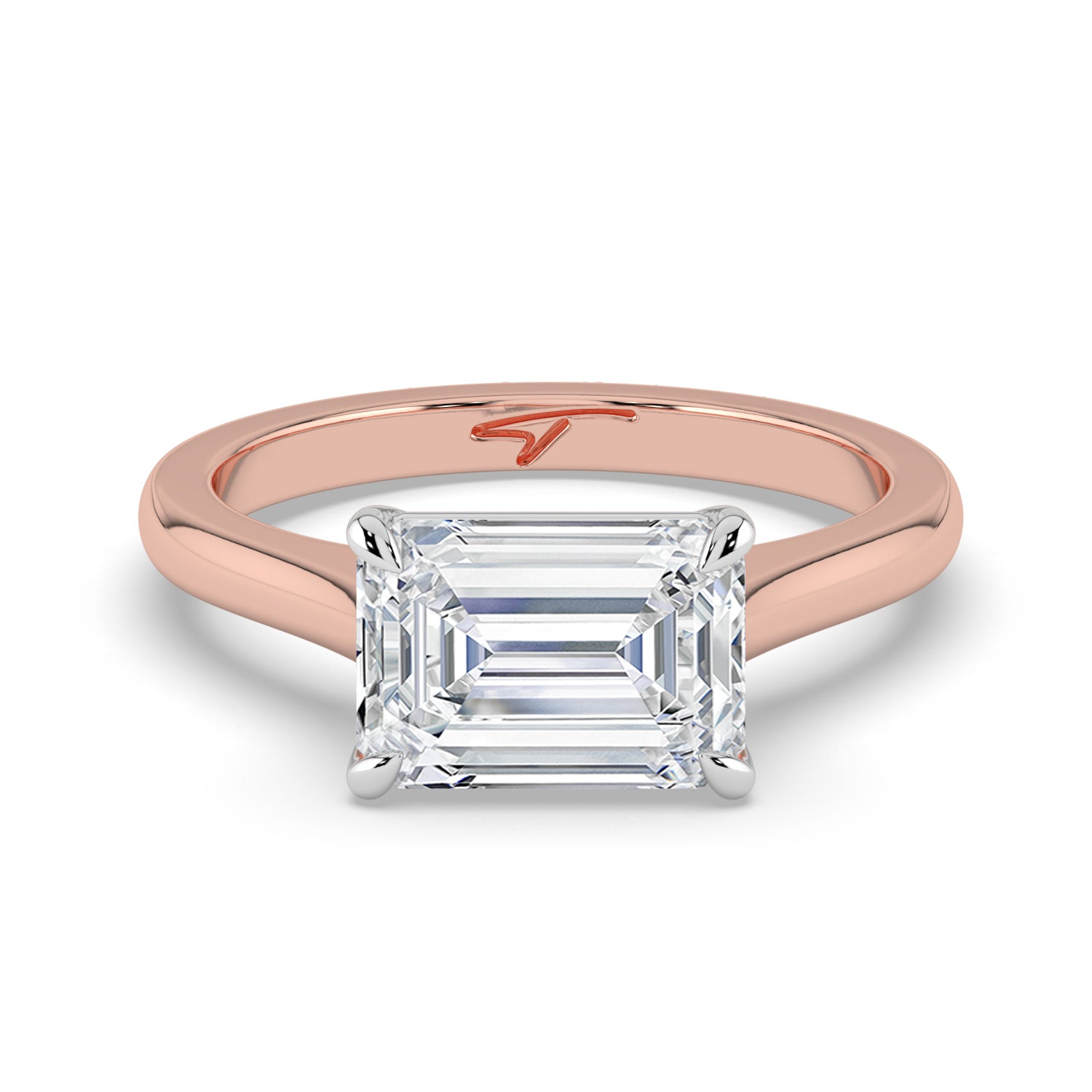 The Aria Ring - East-West Emerald Solitaire