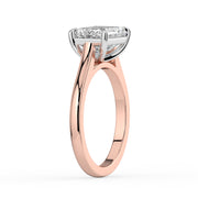 The Aria Ring — East-West Emerald Solitaire Lab-Grown Diamond Engagement Ring in Two-Tone Rose and White Gold | The Jewel Concierge