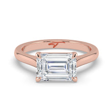 The Aria Ring - East-West Emerald Solitaire