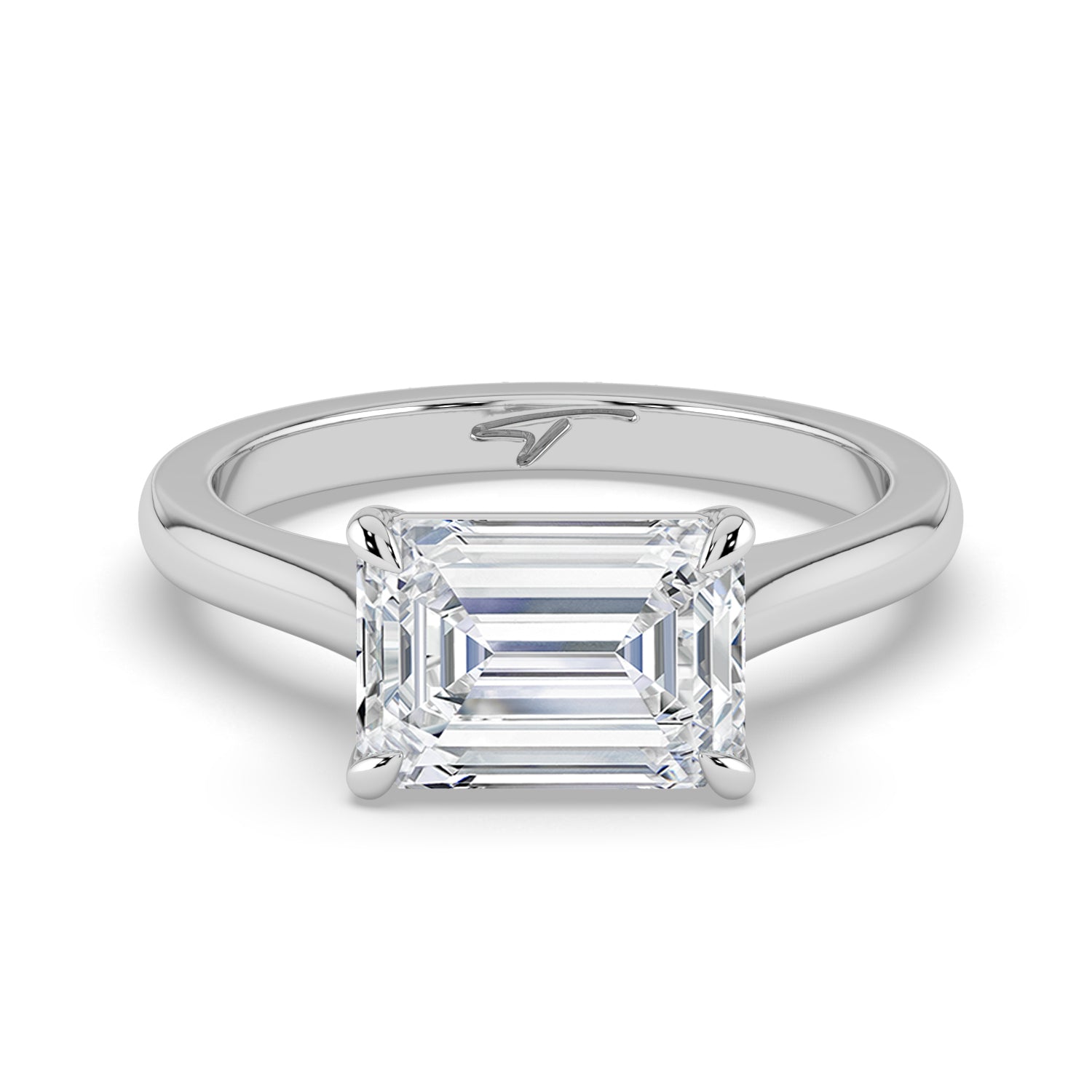 The Aria Ring - East-West Emerald Solitaire