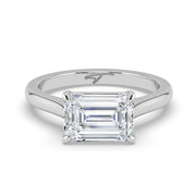 The Aria Ring — East-West Emerald Solitaire Lab-Grown Diamond Engagement Ring in White Gold | The Jewel Concierge