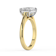 The Aria Ring — East-West Emerald Solitaire Lab-Grown Diamond Engagement Ring in Two-Tone Yellow and White Gold | The Jewel Concierge
