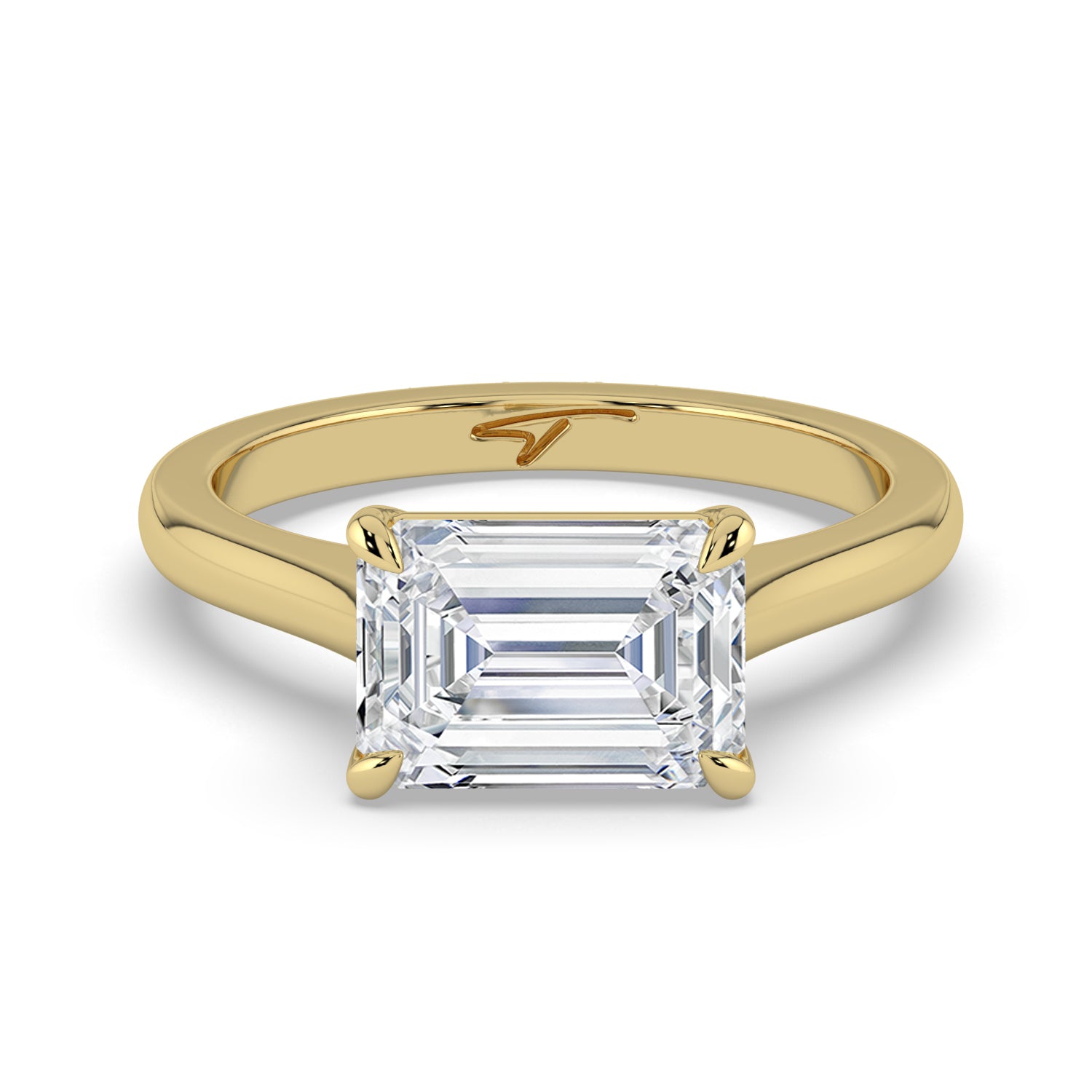 The Aria Ring - East-West Emerald Solitaire