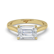 The Aria Ring — East-West Emerald Solitaire Lab-Grown Diamond Engagement Ring in Yellow Gold | The Jewel Concierge