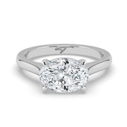 The Aria Ring — East-West Oval Solitaire Lab-Grown Diamond Engagement Ring in White Gold | The Jewel Concierge