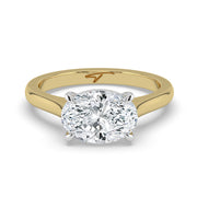 The Aria Ring — East-West Oval Solitaire Lab-Grown Diamond Engagement Ring in Two-Tone Yellow and White Gold | The Jewel Concierge