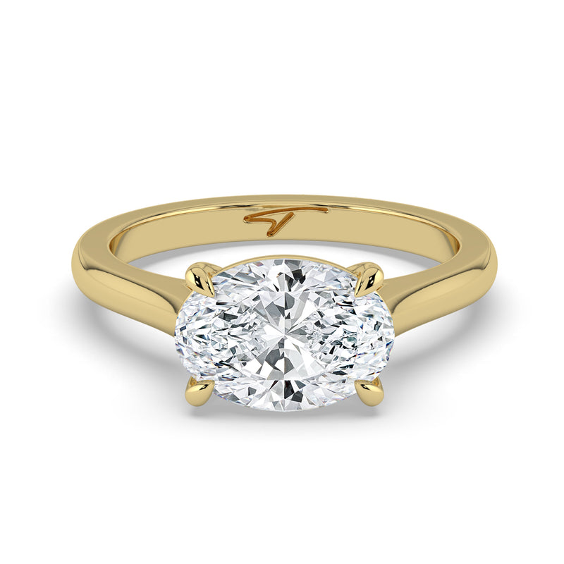 The Aria Ring – East-West Oval Solitaire in 14K Yellow Gold – The Jewel Concierge