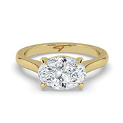 The Aria Ring — East-West Oval Solitaire Lab-Grown Diamond Engagement Ring in Yellow Gold | The Jewel Concierge