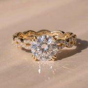 The Elysande Ring — RBC Solitaire with Braided Pavé Band Lab-Grown Diamond Engagement Ring in Yellow Gold | The Jewel Concierge