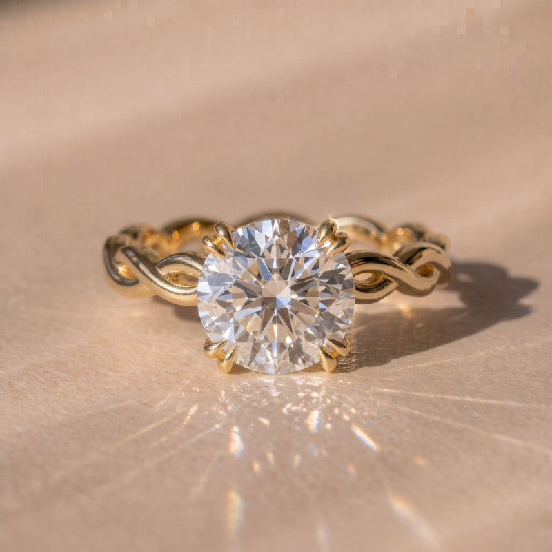 The Elysande Ring — Round Solitaire with Braided Band Lab-Grown Diamond Engagement Ring | The Jewel Concierge