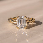 The Elysande Ring — Emerald Solitaire with Braided Band Lab-Grown Diamond Engagement Ring | The Jewel Concierge