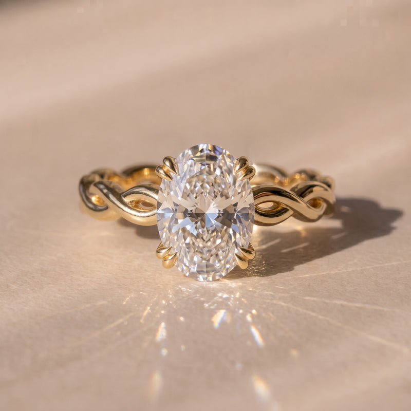 The Elysande Ring — Oval Solitaire with Braided Band Lab-Grown Diamond Engagement Ring | The Jewel Concierge