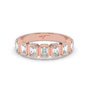 The Sara Ring — Emerald Bezel Set Half Lab-Grown Diamond Eternity Band in Rose Gold | The Jewel Concierge