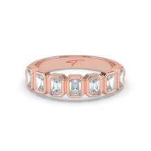 The Sara Ring - Emerald Bezel Set Half Wedding Band in 18K Rose Gold – The Jewel Concierge