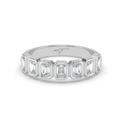 The Sara Ring — Emerald Bezel Set Half Lab-Grown Diamond Eternity Band in White Gold | The Jewel Concierge