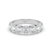 The Sara Ring - Emerald Bezel Set Half Wedding Band in 18K White Gold – The Jewel Concierge