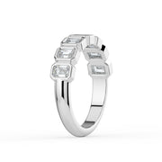 The Sara Ring — Emerald Bezel Set Half Lab-Grown Diamond Eternity Band in White Gold | The Jewel Concierge