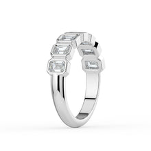 The Sara Ring - Emerald Bezel Set Half Wedding Band in 18K White Gold – The Jewel Concierge