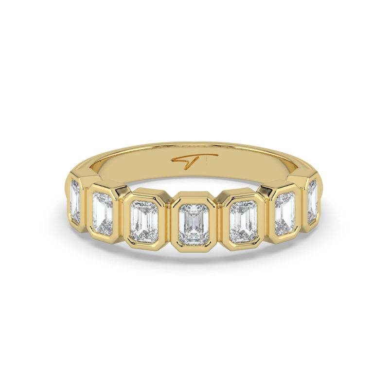 The Sara Ring - Emerald Bezel Set Half Wedding Band in 18K Yellow Gold – The Jewel Concierge