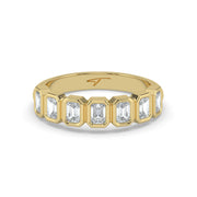 The Sara Ring — Emerald Bezel Set Half Lab-Grown Diamond Eternity Band in Yellow Gold | The Jewel Concierge
