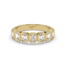 The Sara Ring - Emerald Bezel Set Half Wedding Band in 18K Yellow Gold – The Jewel Concierge