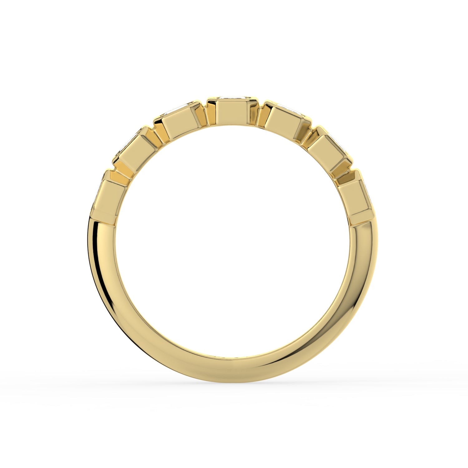 The Sara Ring - Emerald Bezel Set Half Wedding Band in 18K Yellow Gold – The Jewel Concierge