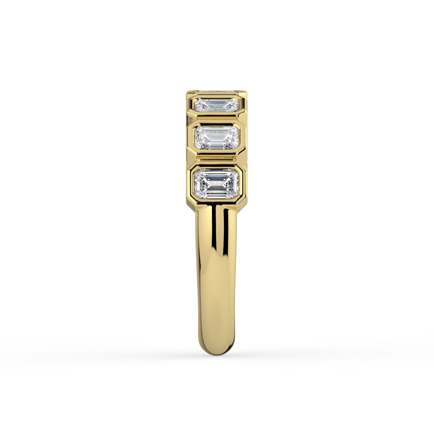 The Sara Ring - Emerald Bezel Set Half Wedding Band in 18K Yellow Gold – The Jewel Concierge