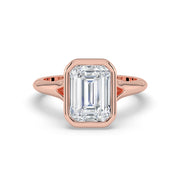 The Gabriella Ring — Emerald Bezel with Split Band Lab-Grown Diamond Engagement Ring in Rose Gold | The Jewel Concierge