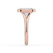 The Gabriella Ring — Emerald Bezel with Split Band Lab-Grown Diamond Engagement Ring in Rose Gold | The Jewel Concierge
