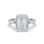 The Gabriella Ring — Emerald Bezel with Split Band Lab-Grown Diamond Engagement Ring in White Gold | The Jewel Concierge