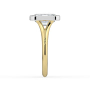 The Gabriella Ring — Emerald Bezel with Split Band Lab-Grown Diamond Engagement Ring in Two-Tone Yellow and White Gold | The Jewel Concierge