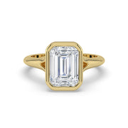 The Gabriella Ring — Emerald Bezel with Split Band Lab-Grown Diamond Engagement Ring in Yellow Gold | The Jewel Concierge