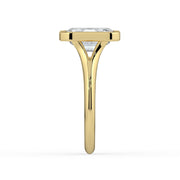 The Gabriella Ring — Emerald Bezel with Split Band Lab-Grown Diamond Engagement Ring in Yellow Gold | The Jewel Concierge