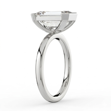 The Celine Ring – Emerald Half Bezel Solitaire in 18K White Gold – The Jewel Concierge